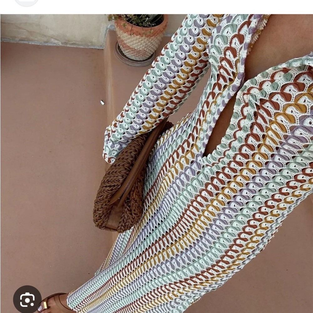 Colorful Crochet Maxi Dress Coverup